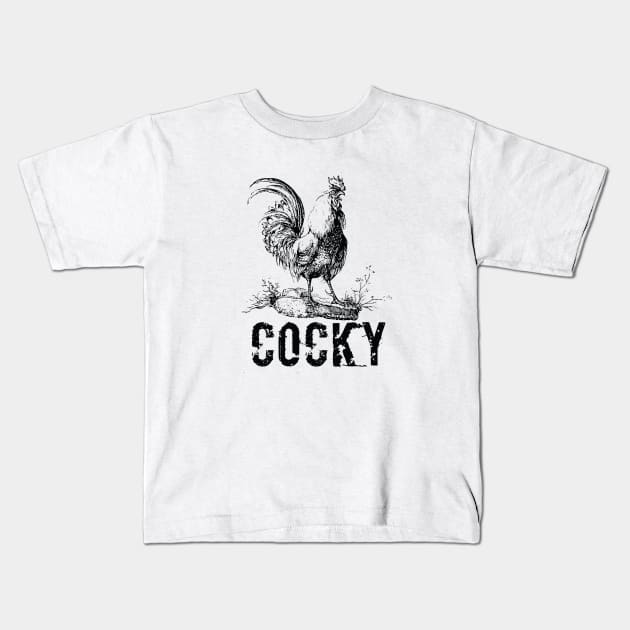Cocky rooster joke Kids T-Shirt by RedYolk